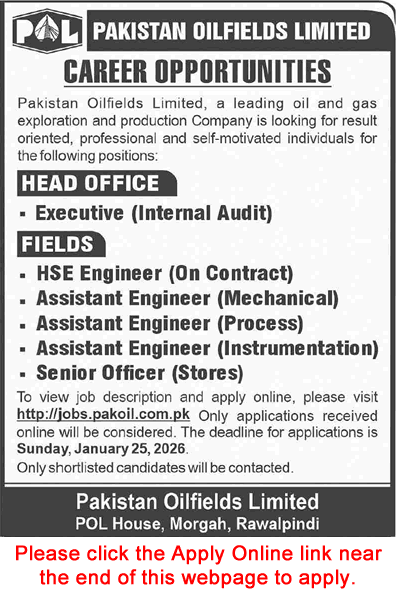 Pakistan Oilfields Limited Jobs 2026