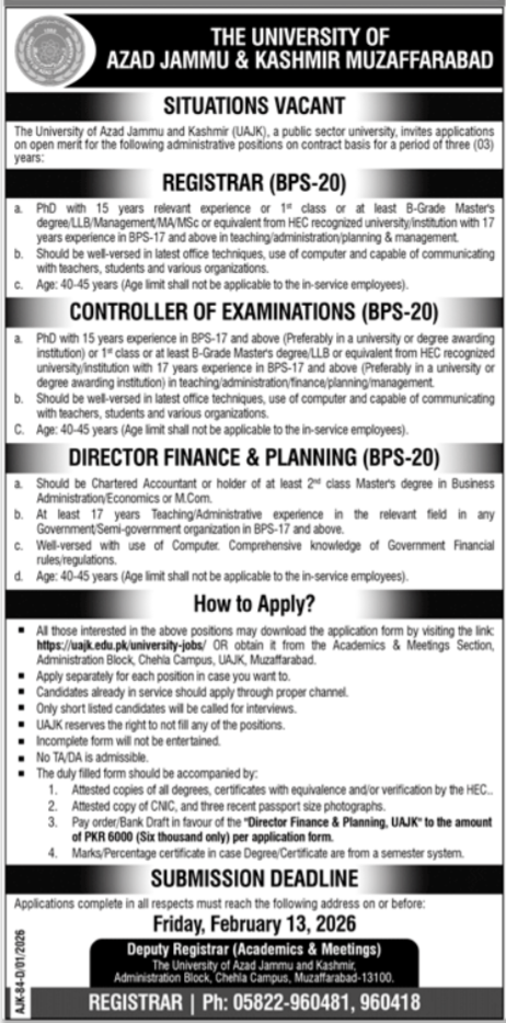 The University of Azad Jammu and Kashmir Muzaffarabad Jobs
